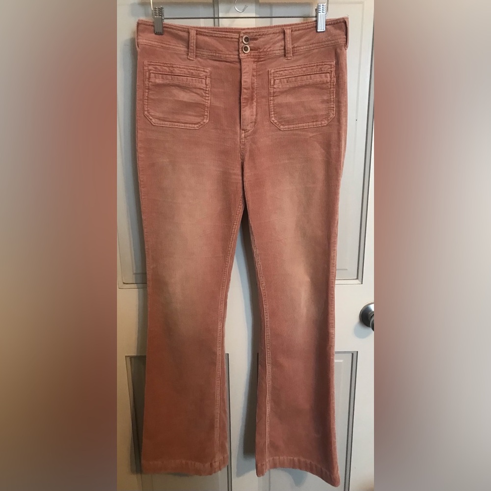 Anthropologie dusty pink bootleg corduroy pants